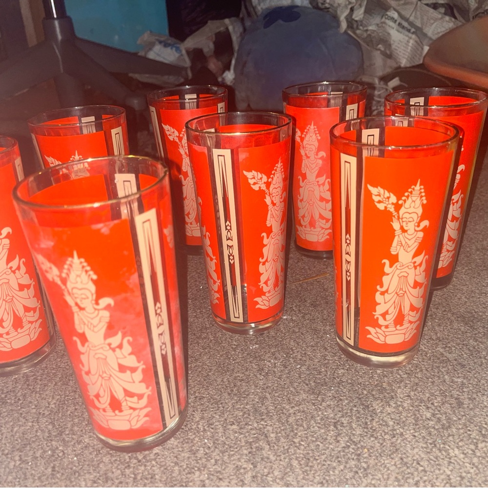22k gold culver red and gold asian goddess 1960s vintage glasses